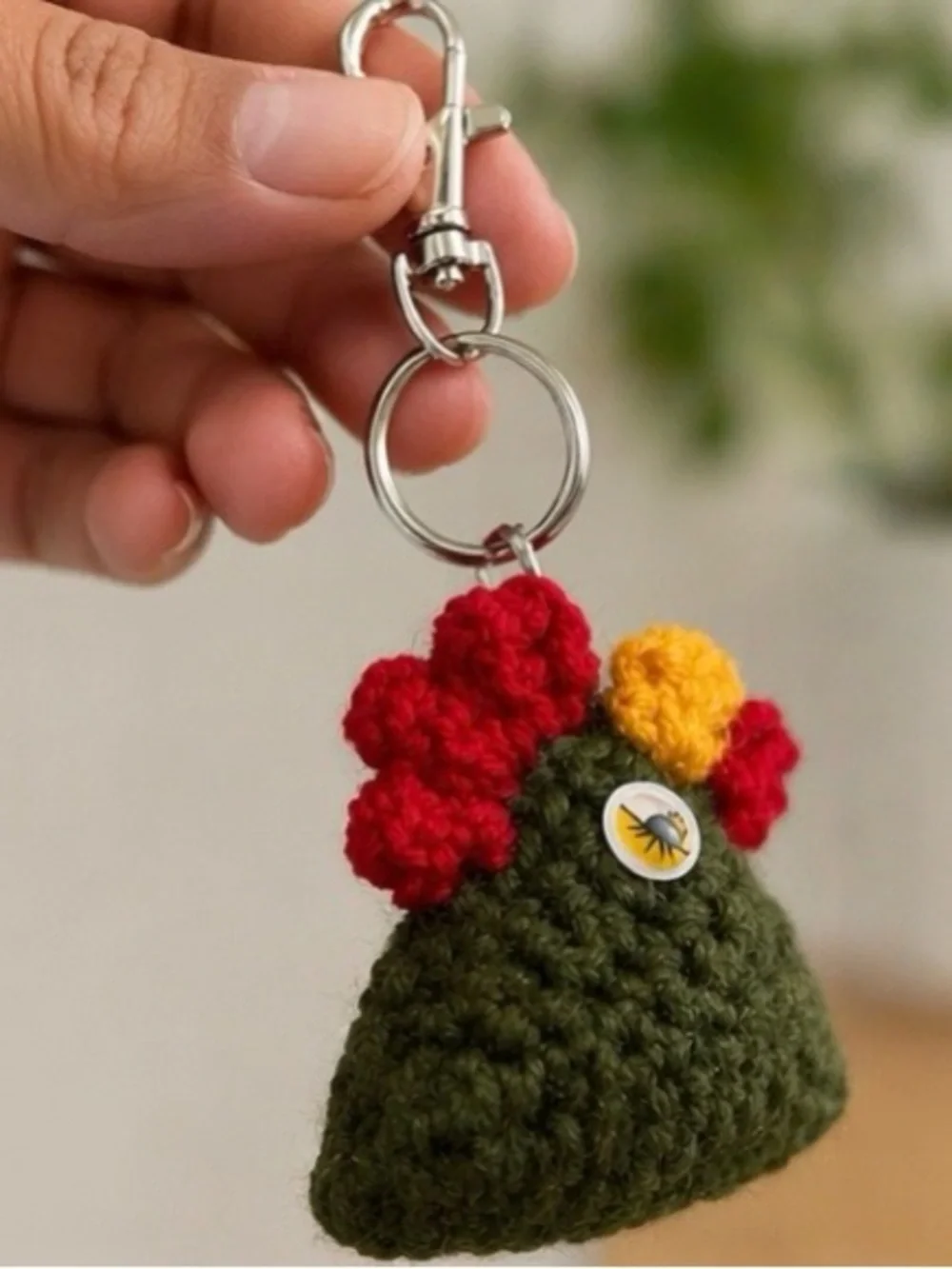 Handmade Crochet Chicken Keychain animal charm 1.5 inch for keys, bagpack purse